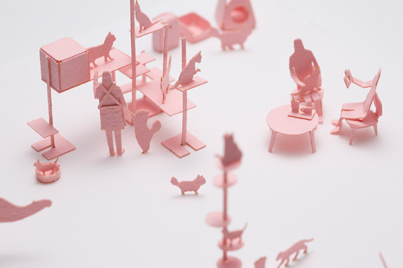 1/100建築模型用添景セット No.65 ねこカフェ編